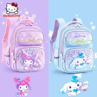 Túi đi học Cinnamoroll chính hãng Sanrio dành cho học sinh tiểu học 1-3 lớp Giảm tải nhẹ Ba lô trẻ em 2024 Túi đi học nữ Kuromi mới