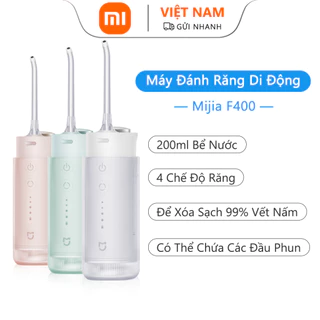 Máy rửa răng di động Xiaomi Youpin Mijia F400, Bình nước 200mL, Chế độ 4 bánh răng, Loại bỏ mảng bám 99%, Bóng nước cho du lịch gia đình