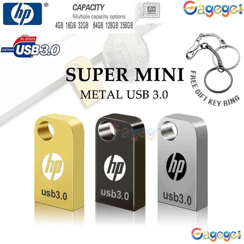 Ổ đĩa flash USB cầm tay mini kim loại HP 3.0 pendrive 2TB 1TB 128GB 64GB 8GB 16GB 32GB lưu trữ dữ liệu âm nhạc chống nước