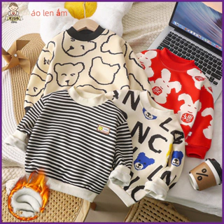 KIDS ✨áo sweater lông áo sweater lông cừu Áo sweater Tay Dài Vải Lông Cừu Dày Dặn Giữ Nhiệt Thời Trang Thu Đông Cho Bé