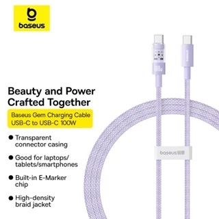 Cáp sạc Baseus Gem USB-C sang USB-C PD 100W Cáp dữ liệu sạc nhanh Thiết kế trong suốt