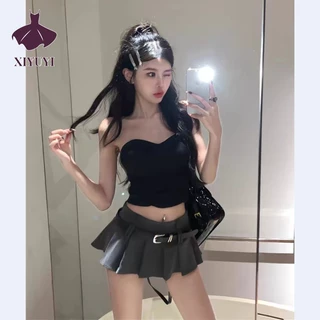 Xiyuyi Váy xếp ly nữ cạp cao hot girl váy ngắn đa năng