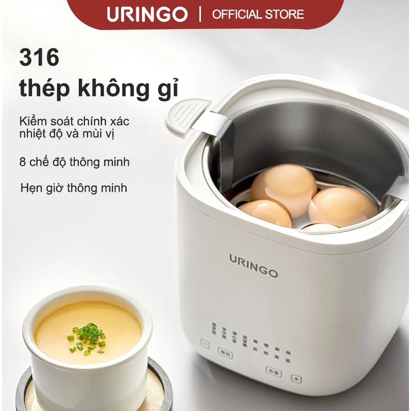 Nồi hấp trứng URINGO Đa chức năng Nồi may điện Mini hẹn hẹn thời gian Bảo vệ nhiệt