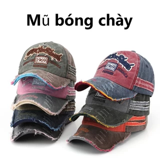 🔥Mũ 1969 Retro Rửa Chữ Đau Khổ Thêu Rách Mũ Hợp Thời Trang Nam Độc Đáo Nữ Che Nắng Mũ Bóng Chày