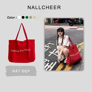 NALLCHEER Niche Túi Vải Thời Trang Nữ Mới Chữ Đỏ Túi Đeo Vai Sinh Viên Đi Làm Túi Tote Dung Tích Lớn