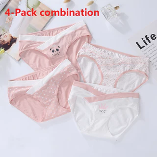 Set 4 Quần Lót Cotton Lưng Thấp Cho Mẹ Bầu