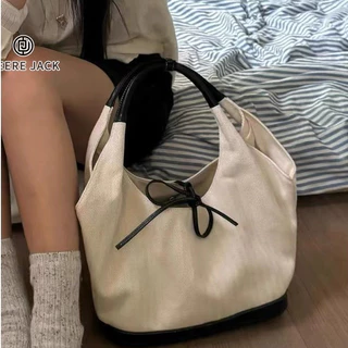 Deere JACK Túi Đeo Vai Nữ Phong Cách Ba Lê Thắt Nơ Phiên Bản Hàn Quốc Nhỏ Retro Bảng Vải Đa Năng Instagram Dung Tích Lớn Đi Lại Túi Tote