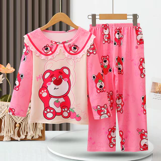 Bộ Đồ Ngủ Pijama Màu Hồng Dễ Thương Cho Bé Gái