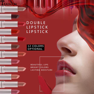 Cốc chống dính hai đầu Matte Matte Lip Gloss, Son bóng mờ 2 trong 1 Matte Bean Paste Son môi / Son môi không phai màu, Son bóng dưỡng ẩm dưỡng ẩm