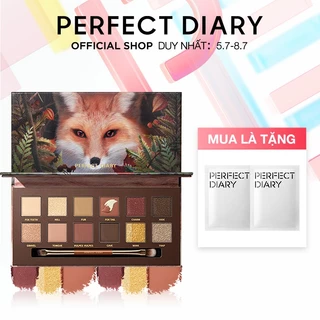 Bảng phấn mắt PERFECT DIARY 12 màu sắc tông lì và ánh nhũ lấp lánh kèm cọ trang điểm cao cấp 14g