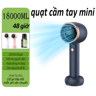 Quạt cầm tay điện Mini, 100 cấp độ gió, Màn hình LED tích hợp dung lượng pin 18000mAh, bảo hành 12 tháng