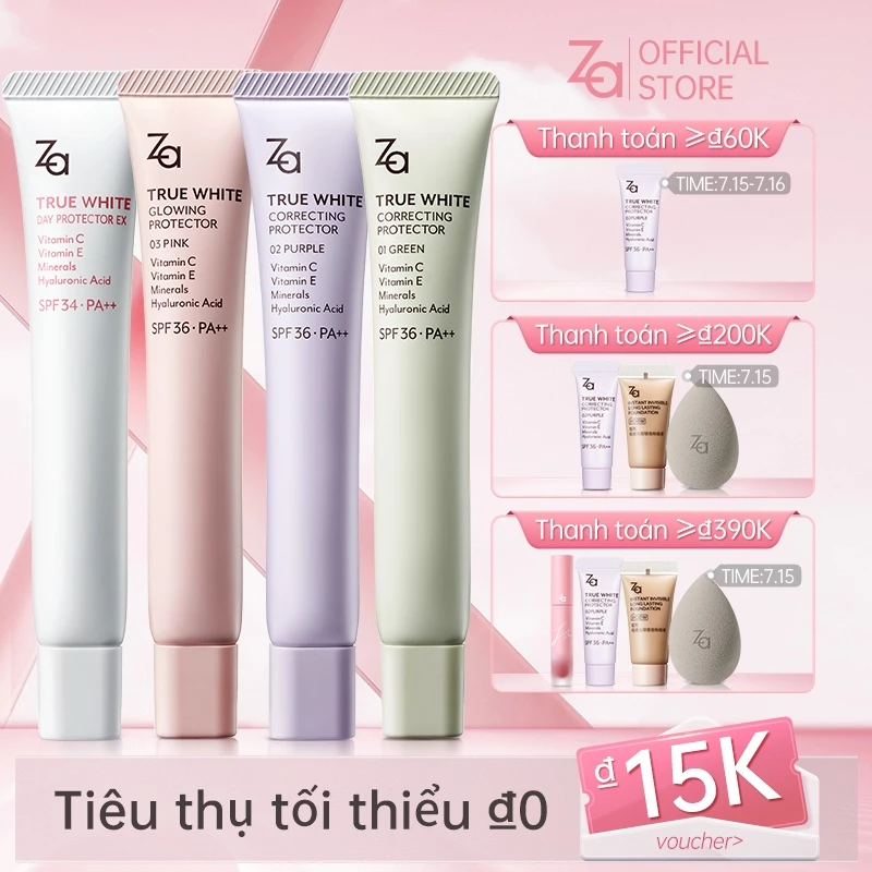 ZA KEM LÓT KEM CHỐNG NẮNG NÂNG TONE DA & KEM LÓT KIỀM DẦU SE KHÍT LCL SPF 36 PA+++ 35g