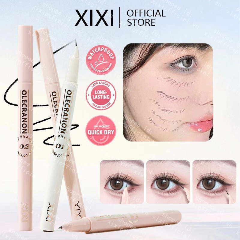 Xixi Đầu cong siêu mỏng Bút kẻ mắt dạng lỏng màu nâu đen Chống thấm nước lâu trôi Mờ nằm tằm dưới lông mi Bút chì trang điểm mỹ phẩm Hàn Quốc NO.D804
