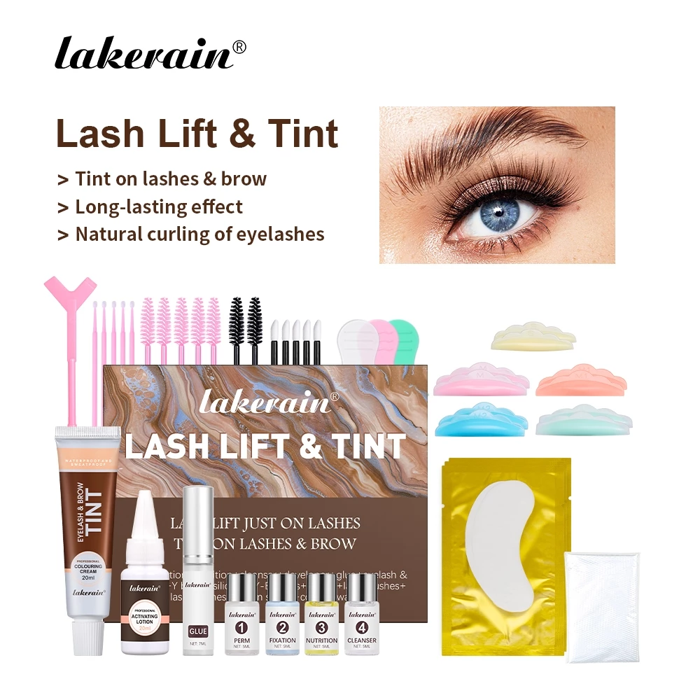 Set sản phẩm uốn lông mi, nhuộm lông mi và lông mày Lakerain, hiệu quả, lâu trôi