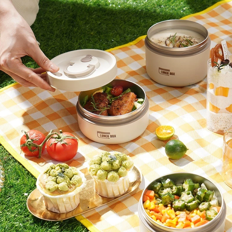 Hộp Bento cách nhiệt bằng thép không gỉ 304 Hộp cơm trưa văn phòng có nắp Cốc súp Hộp cơm trưa Nhật Bản di động dành cho học sinh tiểu học