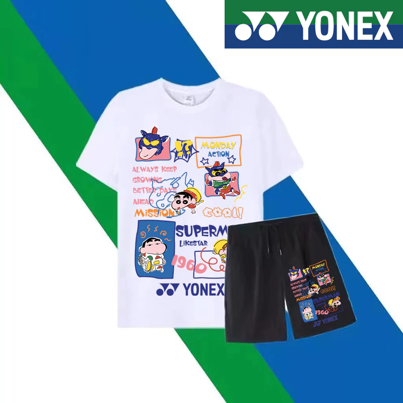 Bộ đồ thể thao Yonex 2024 quần áo cầu lông mới nam nữ mẫu quần áo thi đấu cặp đôi nhanh khô thể thao ngắn tay bộ đồ tập bóng bàn