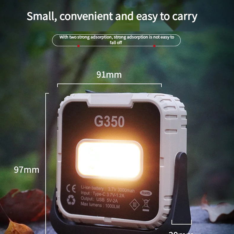 Đèn cắm trại sạc mini ngoài trời đa chức năng tiện lợi TYPE-C có đèn mạnh và đèn LED siêu bền + nguồn ánh sáng COB hút từ tính xoay 360 độ