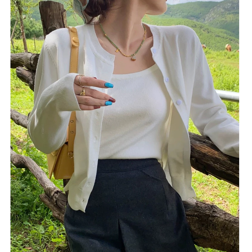YAYUAN Mùa Xuân Thu Phong Cách Mới Mỏng Hơn Nhìn Cardigan Nữ Phù Hợp Với Áo Len Phong Cách Phương Tây Dài-
