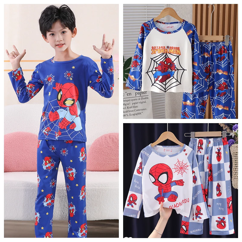 Bộ Đồ Ngủ Bé Trai Thoáng Khí Dài Tay Bộ Đồ Ngủ Hoạt Hình In Trẻ Em Pyjama