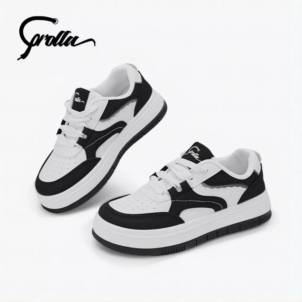 Corolla Giày Thể Thao Sneaker Nữ Phong Cách Hàn Quốc Dế Cao 3CM Giày Di Học Den Trắng Giảm Chấn Thoáng Khí Kháng Khuẩn Dế Mềm Giày Thời Trang