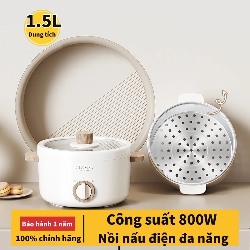 Nồi điện đa năng MISSCEO CEOOL / Lẩu điện dung tích 1,5L Nồi điện gia đình