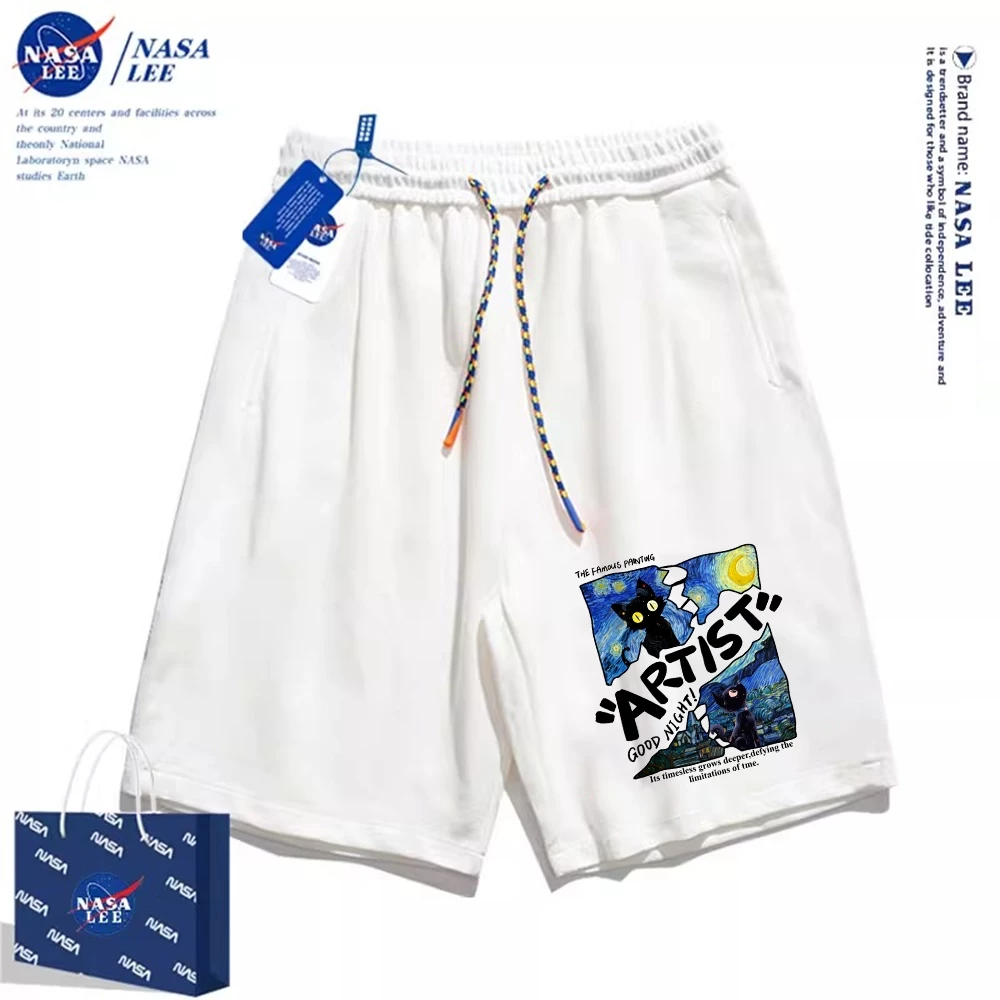 Thương hiệu Nasa Đồng thương hiệu 2024 Quần short dáng rộng Unisex phong cách mới, sử dụng chất liệu Cotton Co giãn dày, thích hợp cho quần short hợp thời trang mùa hè, chống mài mòn, dễ dàng kết hợp, thoáng khí thoải mái, tận hưởng thời gian mát mẻ!