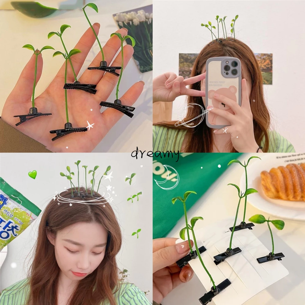 💕Dreamy💕Kẹp Tóc Cỏ Mầm Non Hình Cây Đậu Nhỏ Dễ Thương Phong Cách Nhật Hàn Nhật Bản Hàn Quốc
