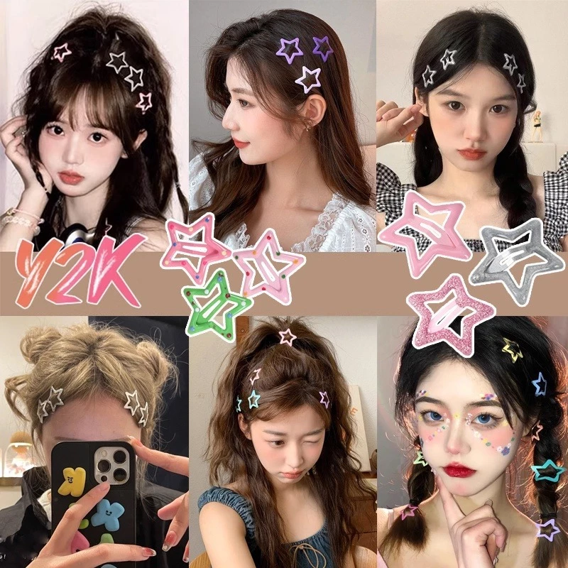 💕Dreamy💕 Bộ 10 Kẹp Tóc Hình Ngôi Sao Nhiều Màu Sắc Ngọt Ngào