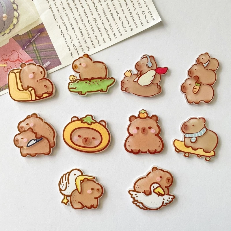 💞Cherry💞 Huy hiệu cài áo pin cài balo Chuột lang nước Capybara nhân vật hoạt hình dễ thương
