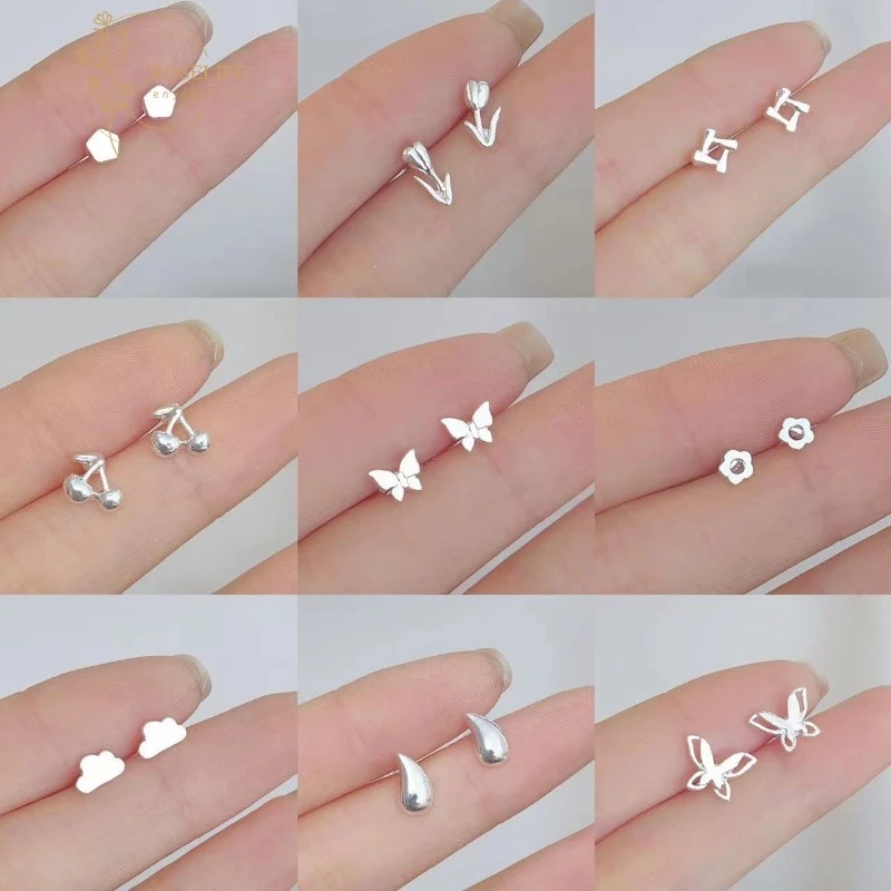 💞Cherry💞 Bông tai mạ bạc 925 nhiều kiểu dáng giản đơn phong cách Hàn thanh lịch dành cho nữ