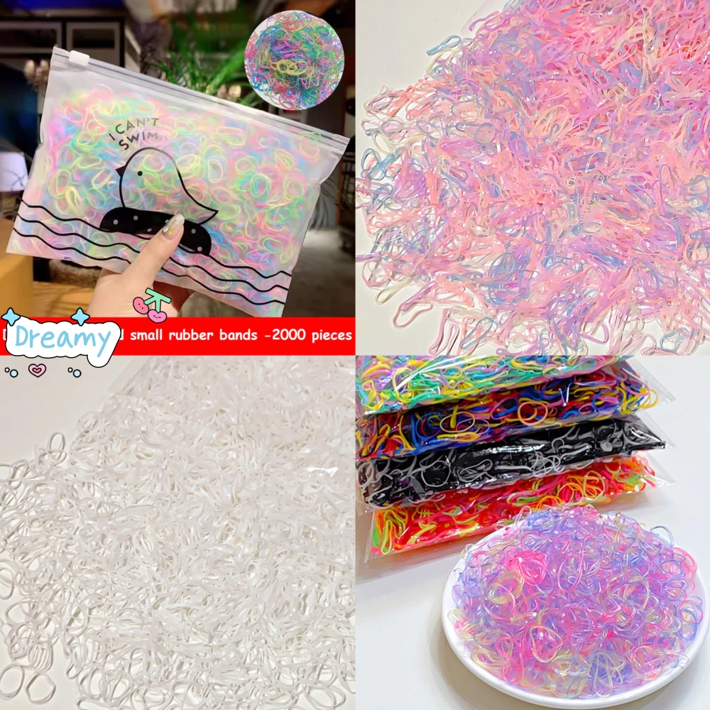 💕Dreamy💕Túi 500 / 1000 / 2000 Thun Cột Tóc Thái Co Giãn Dùng Một Lần Không Đau Không Gãy Tóc Phụ Kiện Tóc Cho Nữ Và Bé