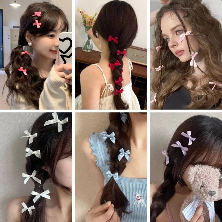 💕Dy💕1K Kẹp Tóc Hình Nơ Ruy Băng Mini Dễ Thương Phong Cách Hàn Quốc nomini Y2K