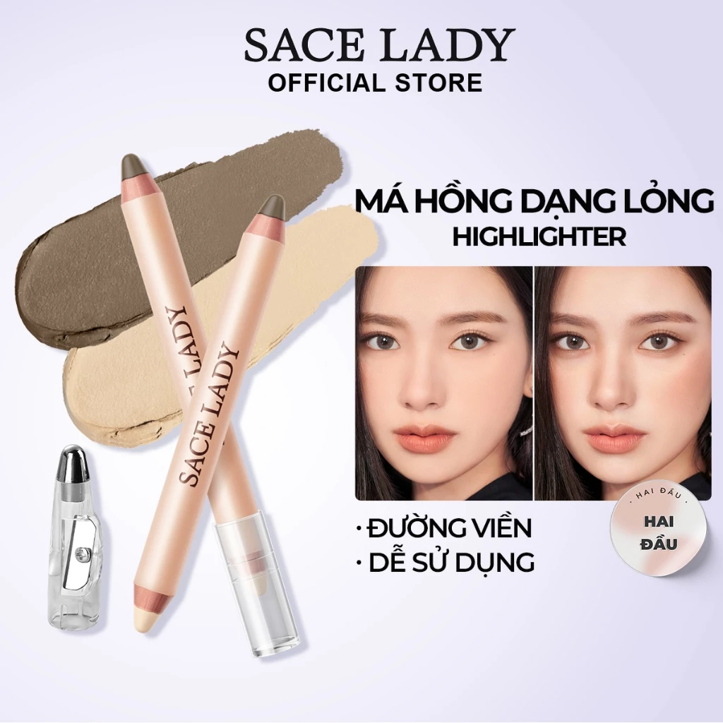 Bút Tạo Khối SACE LADY Hai đầu Trang điểm Mượt Mà Tự Nhiên 3.2g