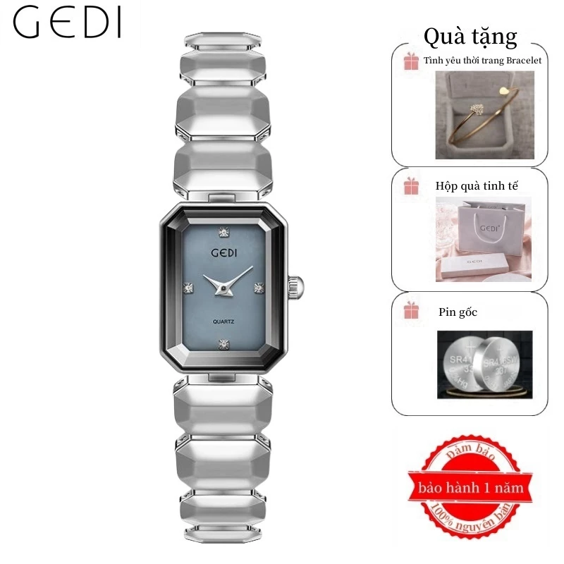 Đồng hồ nữ GEDI 62010 Đồng hồ nữ chống nước, dây đeo bằng thép không gỉ, hộp đồng hồ cao cấp miễn phí