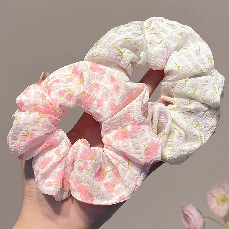 💕Dy💕Ngọt Ngào Hoa Scrunch Buộc Tóc Bóng Dây Buộc Dây Cao Su Tóc Đàn Hồi Cao Phụ Kiện Tóc