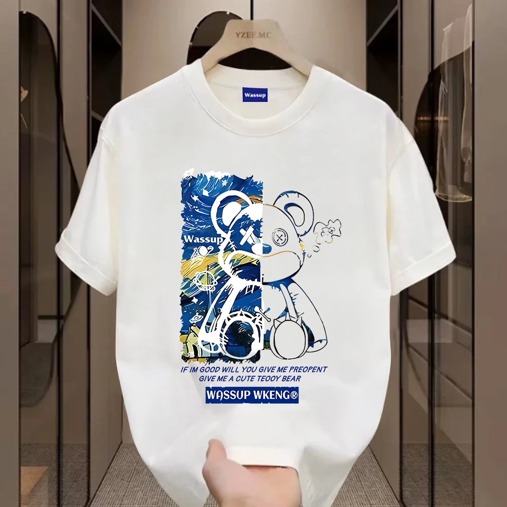 ✨Hàng có sẵn✨WASSUP Cute Teooy Bear Áo thun nam mới! cotton, thời trang, Unisex