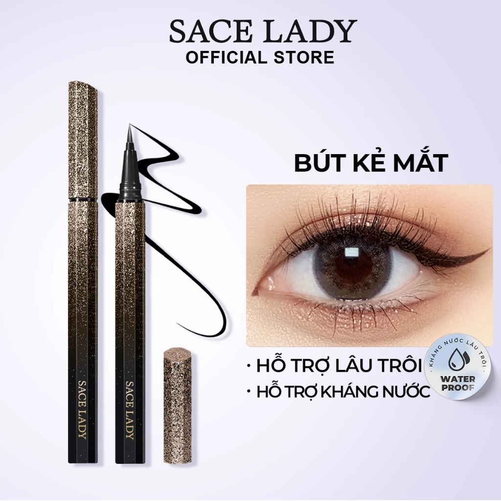 Bút Kẻ Mắt SACE LADY Dạng Lỏng Lâu Trôi Không Thấm Nước Nhanh khô Trang Diểm Mắt 0.7g