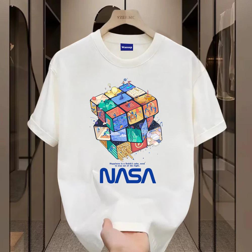 ✨Hàng có sẵn✨WASSUP Fantasy Magic Cube-Áo thun nam mới! cotton, thời trang, Unisex