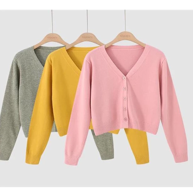 YAYUAN Áo Khoác Cardigan Dệt Kim Mỏng Dáng Ngắn Dễ Phối Đồ Cho Nữ