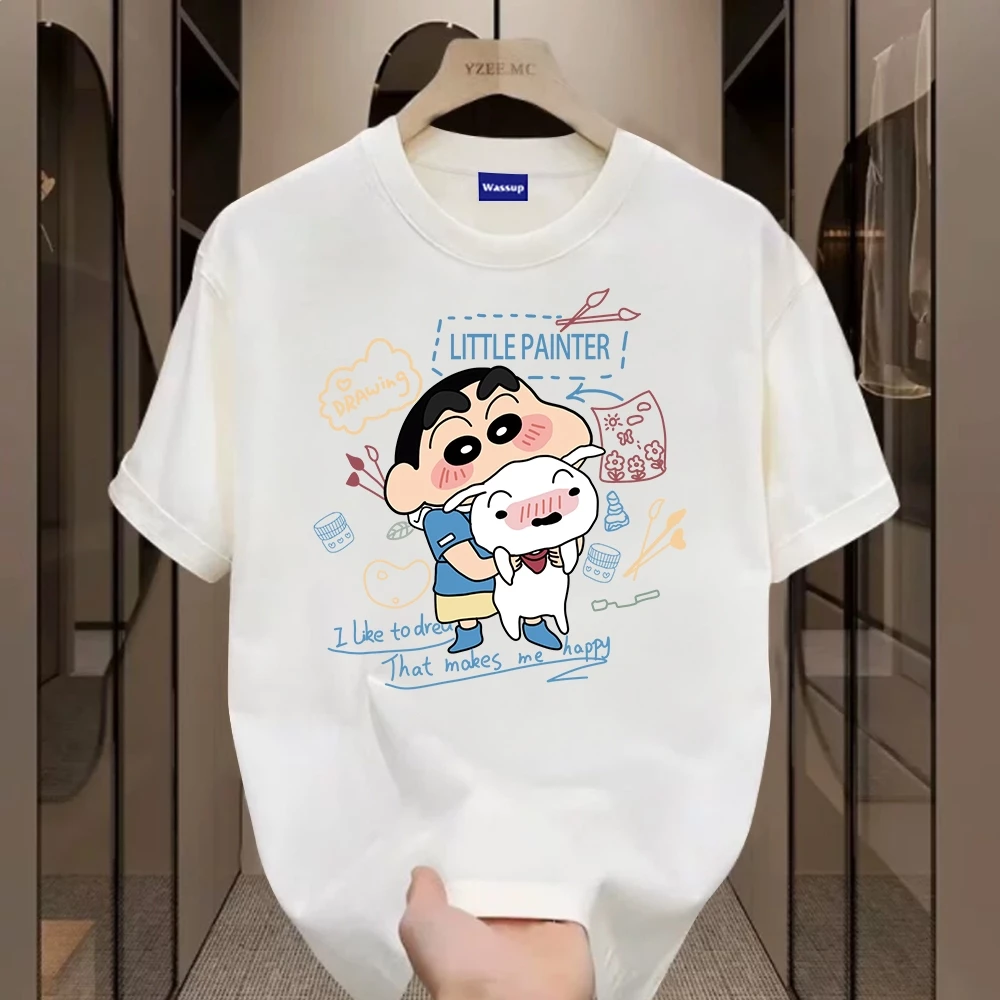 ✨Hàng có sẵn✨WASSUP Cartoon Anime Crayon Shin chan-Áo thun nam mới! cotton, thời trang, Unisex