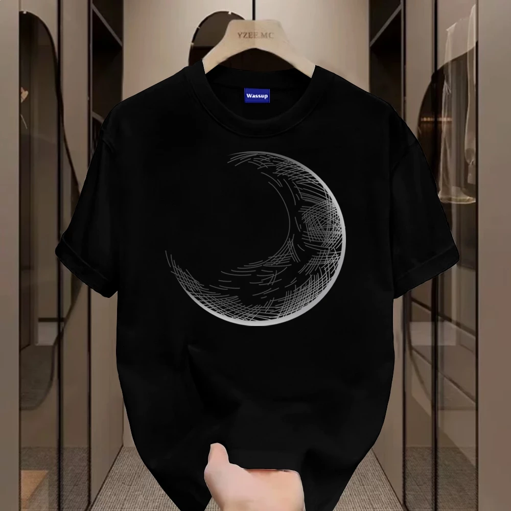 ✨Hàng có sẵn✨WASSUP Bending Moon-Áo thun nam mới! cotton, thời trang, Unisex