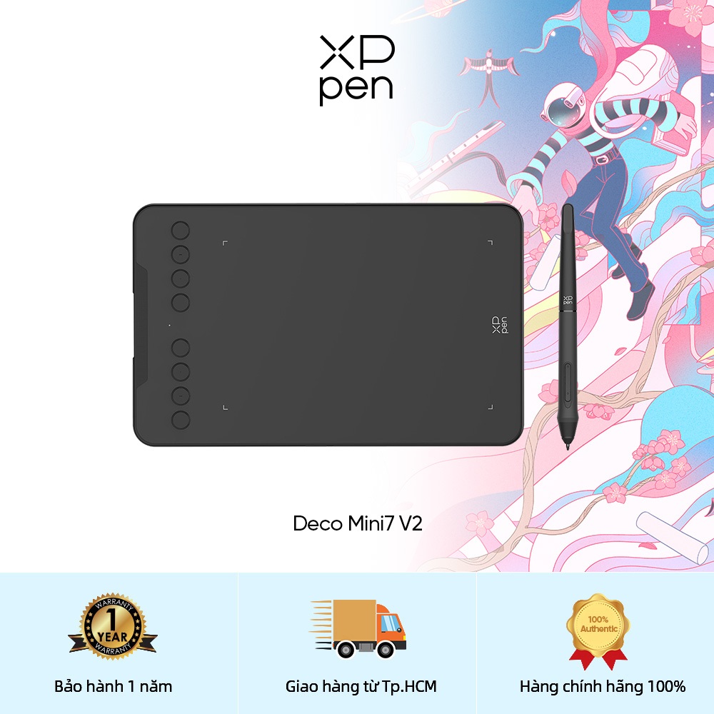Máy tính bảng vẽ XPPen Deco mini7 v2 Máy tính bảng bút 7x4 Inch với 16384 mức…