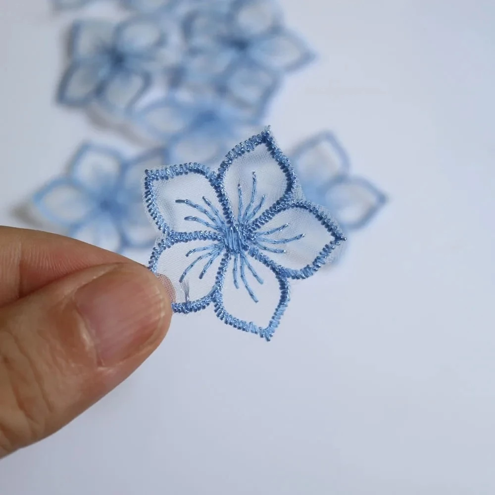 10 Cái / túi Miếng Dán Thêu Hoa Organza Mini, Hoa Ren Trang Trí Khâu Trên 3 CM