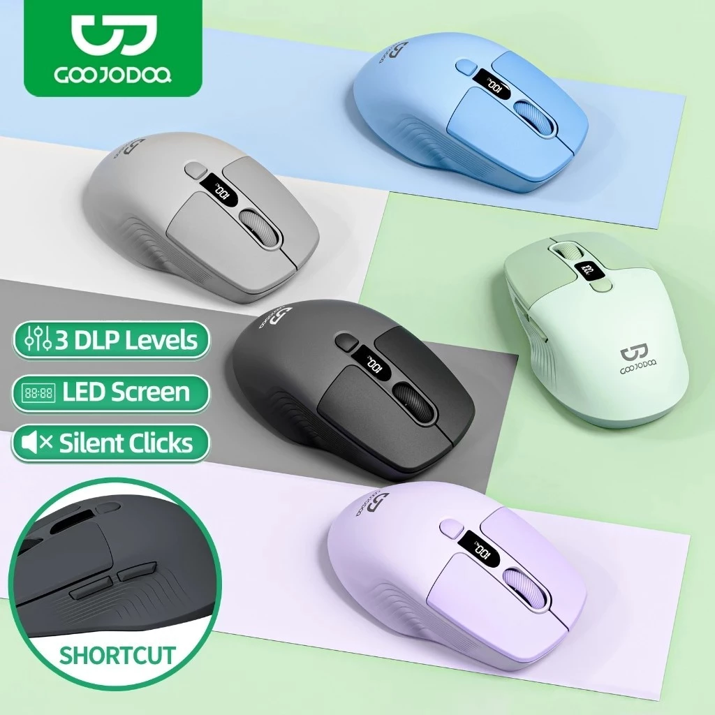 Chuột kết nối ba GOOJODOQ 2.4GHz & Thiết kế công thái học im lặng Bluetooth kép với màn hình LED và điều chỉnh DPI