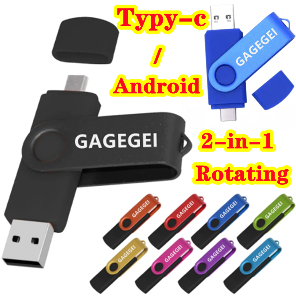Loại C OTG USB 2 trong 1 2TB Pendrive Android OTG USB 1TB 128GB 64GB 32GB Ổ Cắm Bút Xoay Lưu Trữ Dữ Liệu 16GB 8GB 1GB USB Flash Drive