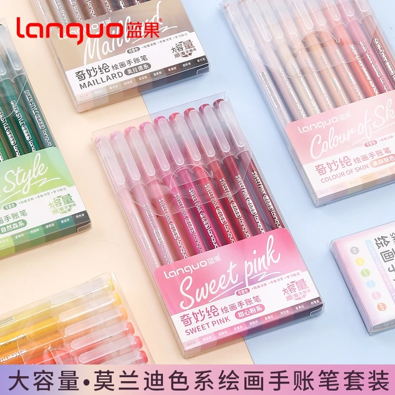 Bộ bút gel màu Morandi chính hãng Languo 162 màu Morandi cao cấp bút gel màu
