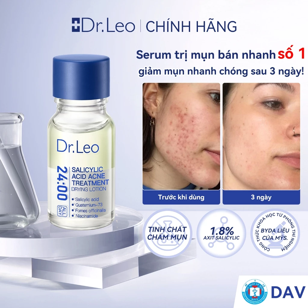 Serum giảm mụn Dr.Leo 10ml – hỗ trợ loại bỏ mụn viêm và mụn đầu đen