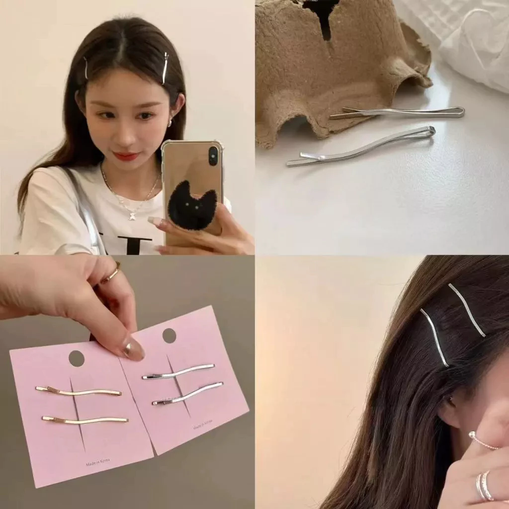💕Dy💕Kẹp Tóc Kim Loại Thiết Kế Đơn Giản Cổ Điển 1 Cái Cho Nữ