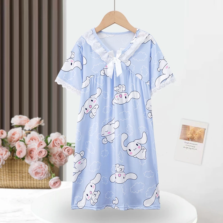Kuromi Dress Girl Kids Home Dress Big Girl Váy ngủ in hình hoạt hình Váy ngủ bé gái Đồ ngủ
