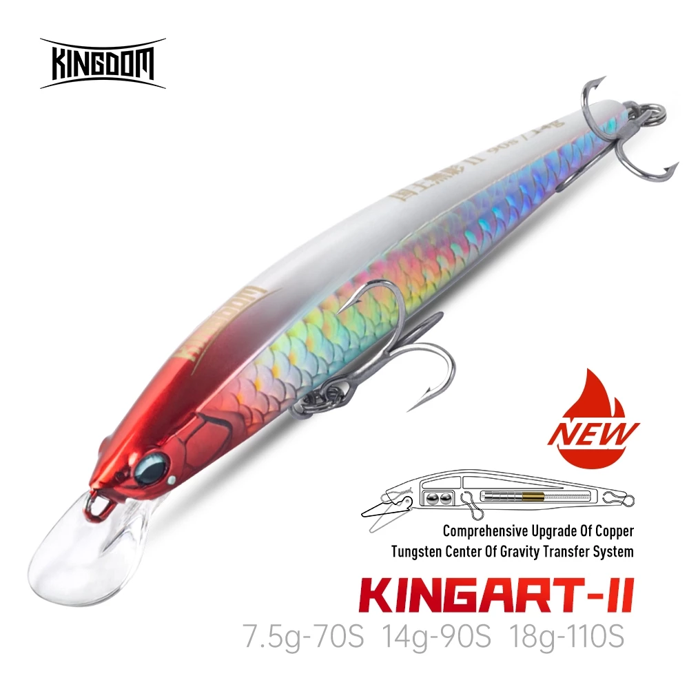 Vương Quốc Mới KINGART-II Jerkbaits Mồi Câu Cá 70mm 90mm 110mm 7.5g 14g 18g Minnow Chìm ABS Mồi Cứng Mồi Câu Cá Mồi Wobblers Cho Bass Cá Rô Pike Barracuda Cá Hồi Biển Bass